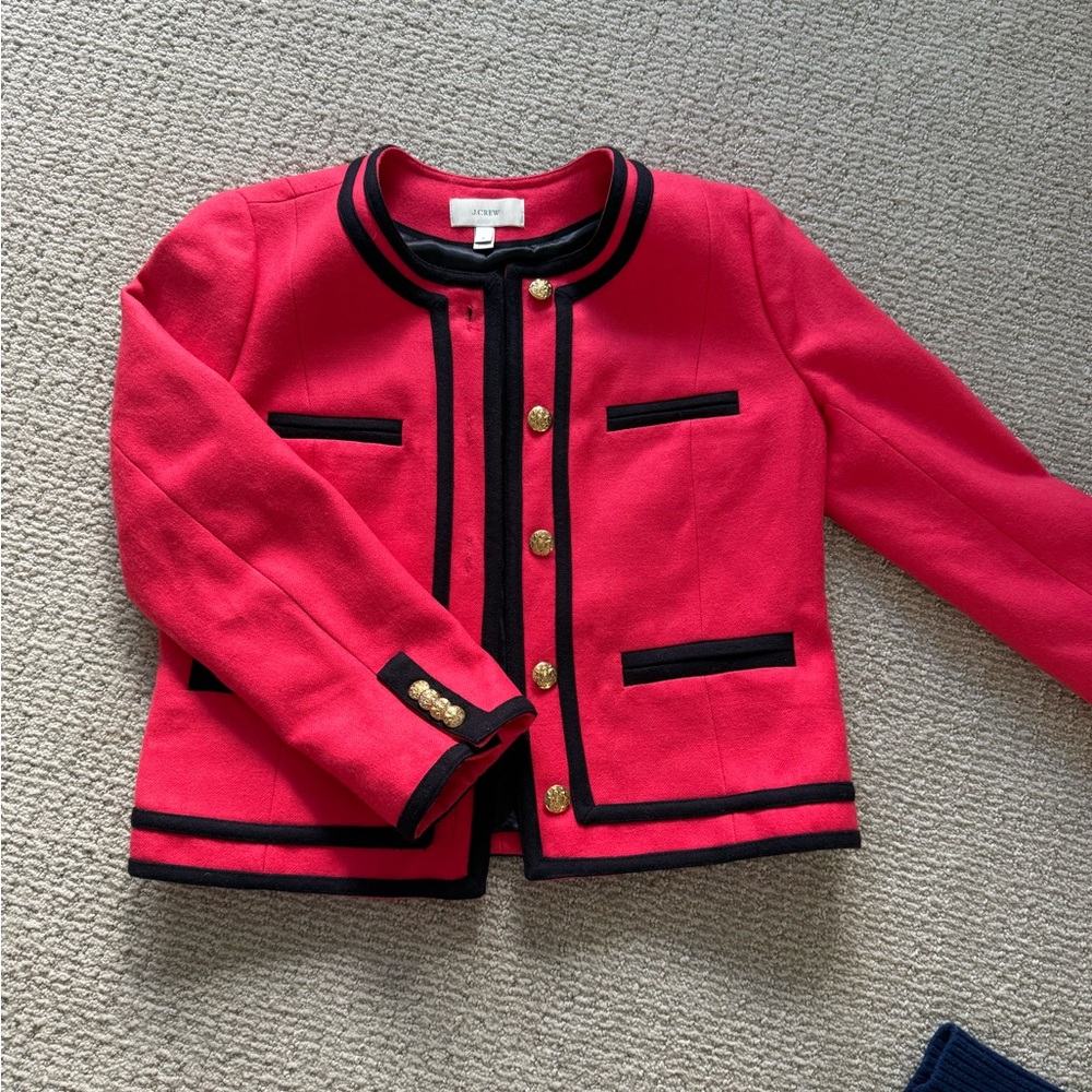 J. Crew Red Blazer with Black Trim